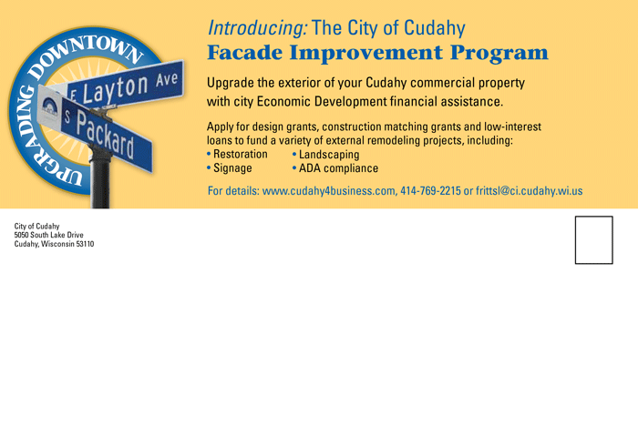 city of Cudahy postcard back